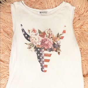 HELLO PINK l bull head floral tank top